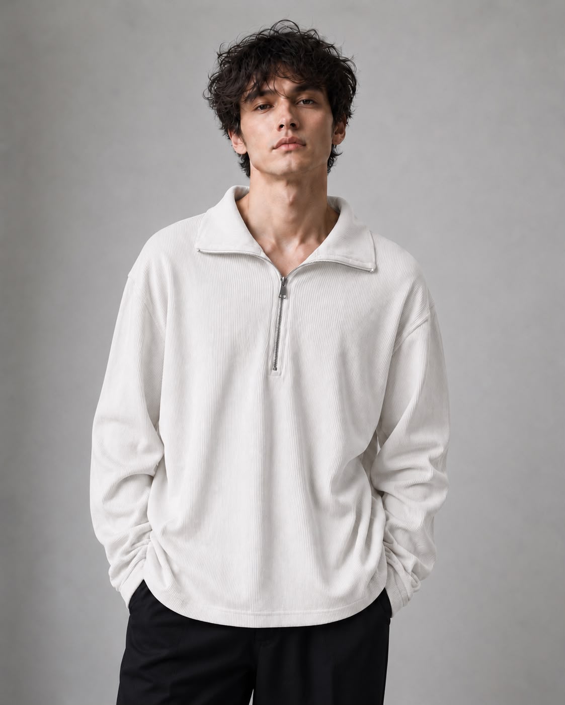 Ivory Waffle Quarter Zip